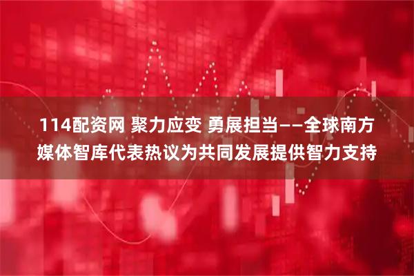 114配资网 聚力应变&#32;勇展担当——全球南方媒体智库代表热议为共同发展提供智力支持