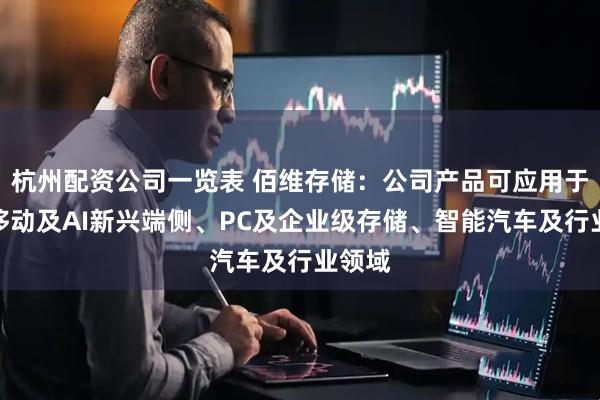 杭州配资公司一览表 佰维存储：公司产品可应用于智能移动及AI新兴端侧、PC及企业级存储、智能汽车及行业领域